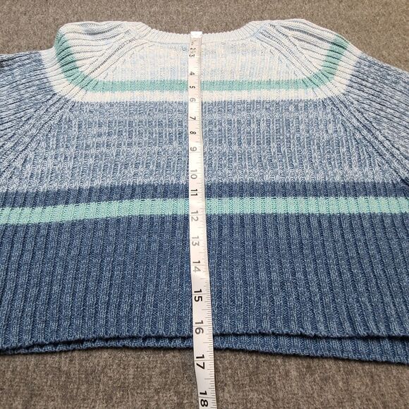 Aeropostale Womens Crop Sweater Small Blue Multicolor Stripe Cable Knit - Picture 3 of 7